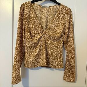 Abercrombie & Fitch Mustard Yellow Floral Blouse Size Small Women’s